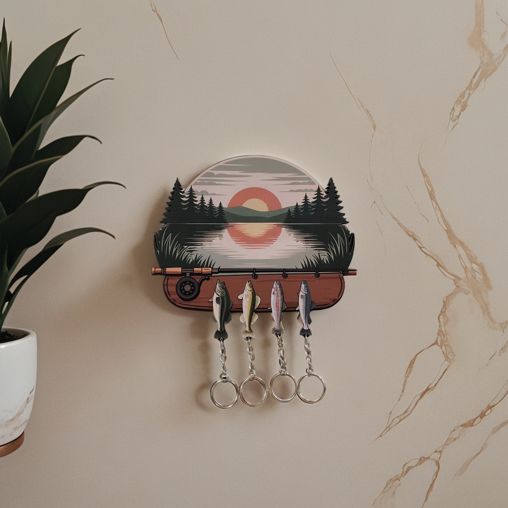 Rustic Wooden Key Holder – (Bass, Walleye, Trout, Catfish)