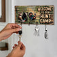 Vintage Hunting Key Holder – Welcome to Our Hunt Camp | Rustic Wall Organizer