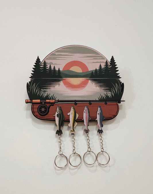 Rustic Wooden Key Holder – (Bass, Walleye, Trout, Catfish)