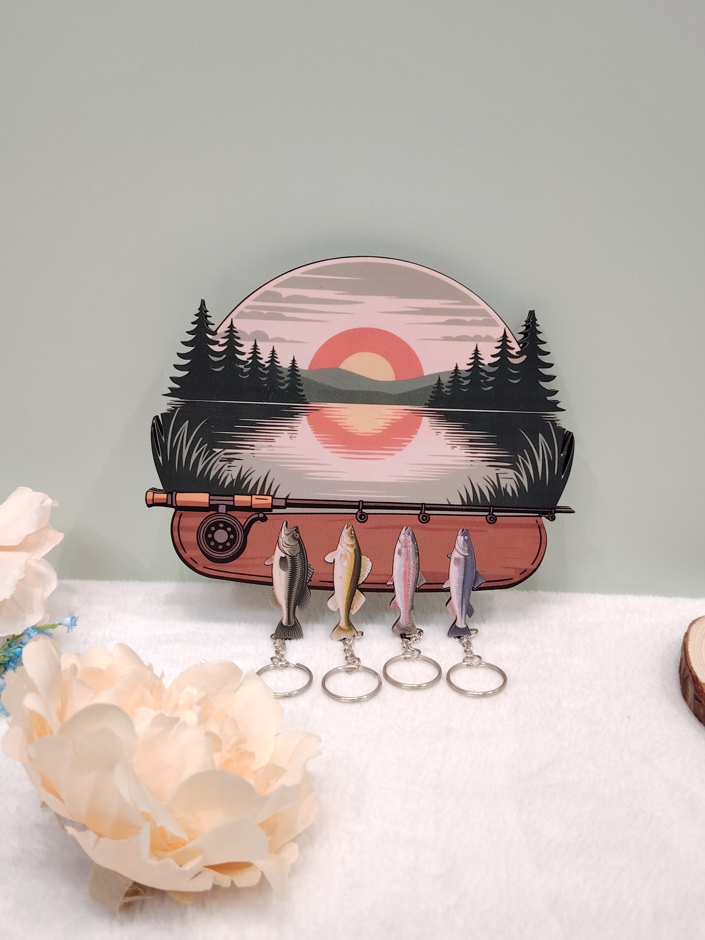 Rustic Wooden Key Holder – (Bass, Walleye, Trout, Catfish)