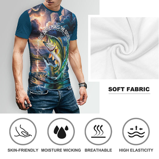 "The Battle Makes the Story." Largemouth Bass Fishing T-Shirt